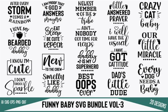 Funny Baby SVG Bundle Vol-3 Graphics and Crafts