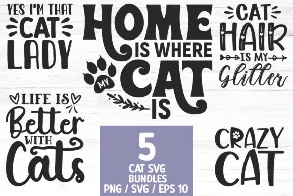 Funny Cat SVG Bundle for POD Graphics & Crafts